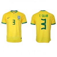 Brasilien Thiago Silva #3 Fußballbekleidung Heimtrikot WM 2022 Kurzarm